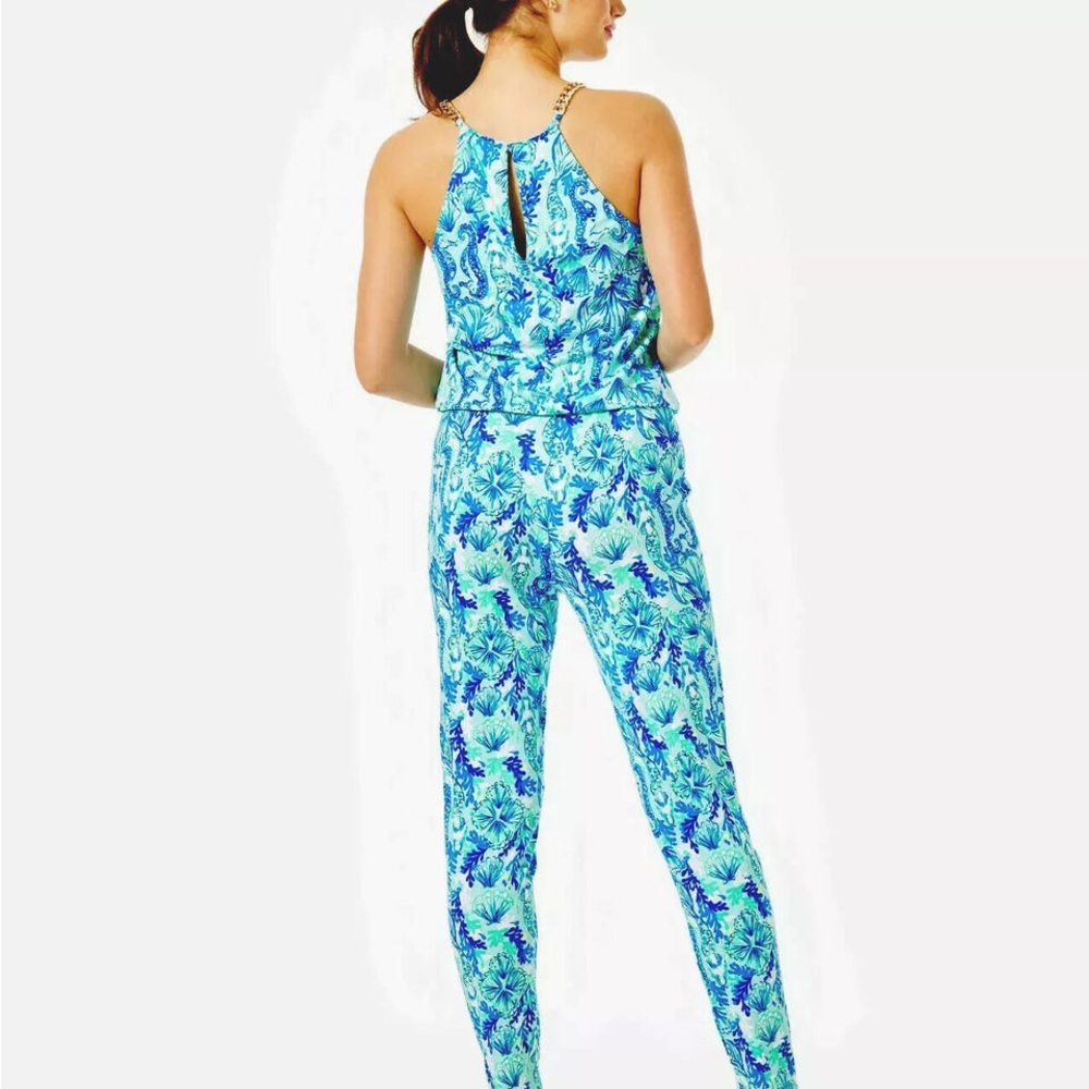 Blue and Green Floral Jumpsuit